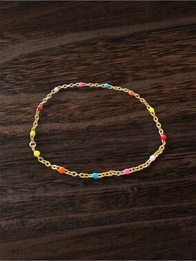 Gold Permanent Jewelry Bracelet Colorful Bead Accents